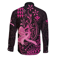 Hawaii Breast Cancer Family Matching Summer Maxi Dress and Hawaiian Shirt Girl Floral Kakau Pattern