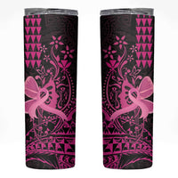 Hawaii Breast Cancer Skinny Tumbler Girl Floral Kakau Pattern