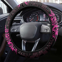 Hawaii Breast Cancer Steering Wheel Cover Girl Floral Kakau Pattern