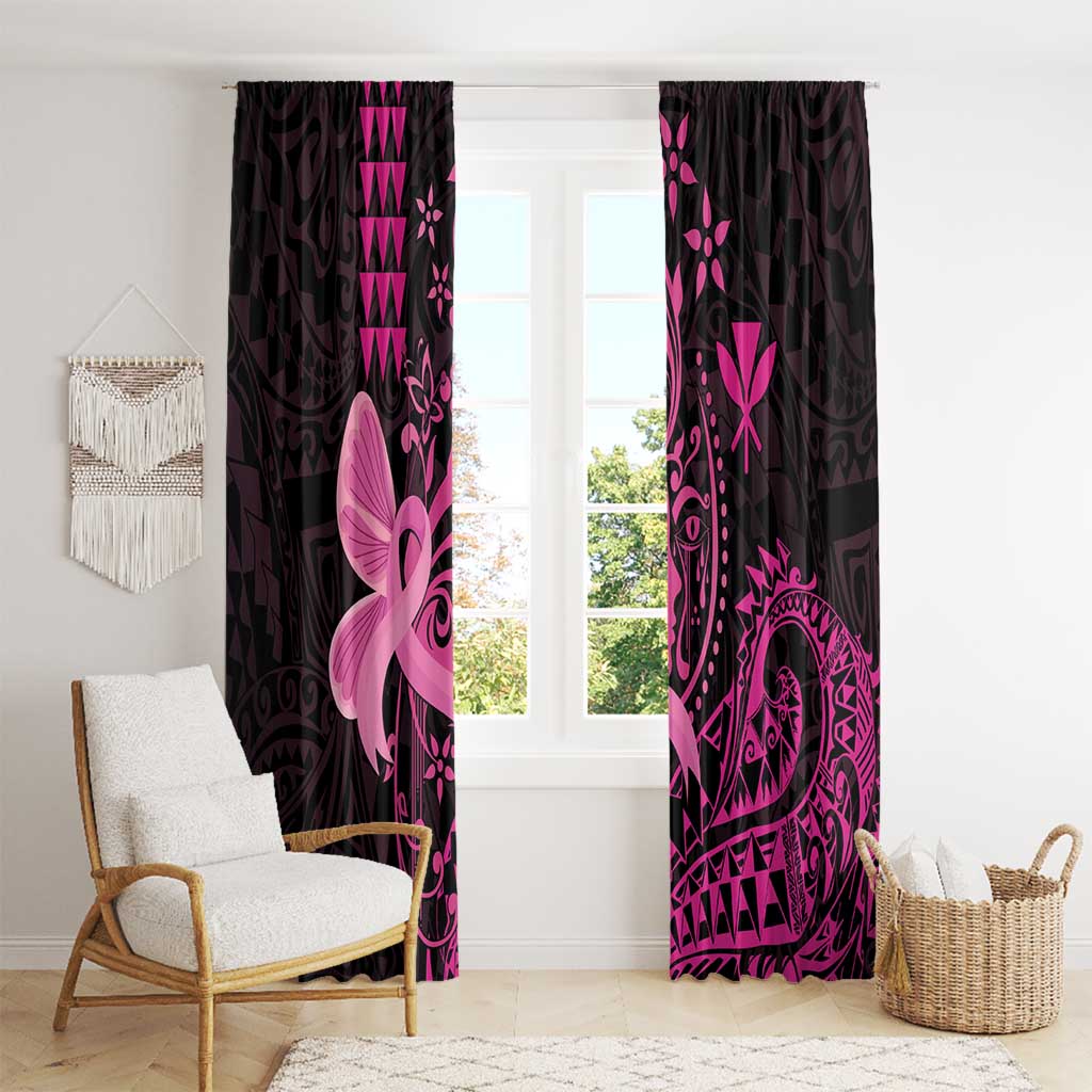 Hawaii Breast Cancer Window Curtain Girl Floral Kakau Pattern