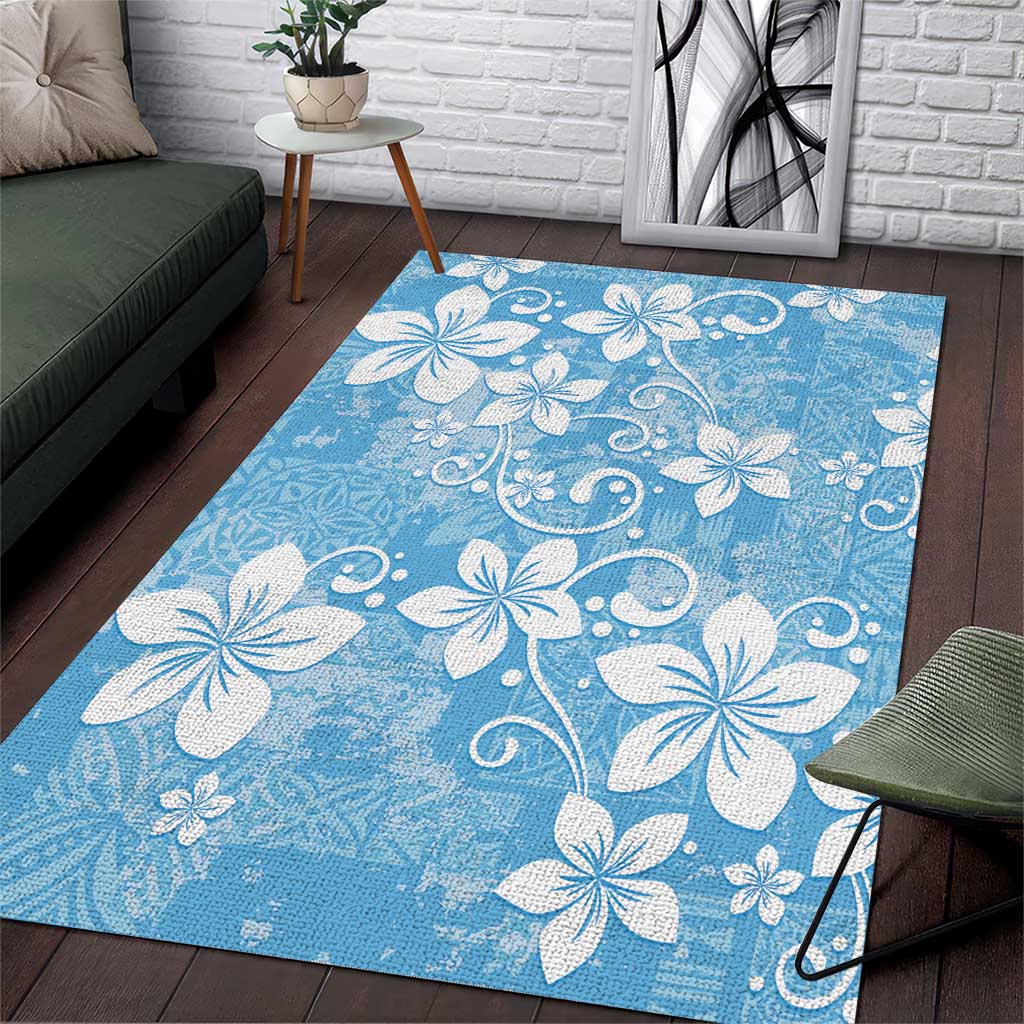 Fiji Tapa Pattern Area Rug Plumeria Floral