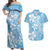 Fiji Tapa Pattern Couples Matching Off Shoulder Maxi Dress and Hawaiian Shirt Plumeria Floral