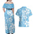 Fiji Tapa Pattern Couples Matching Off Shoulder Maxi Dress and Hawaiian Shirt Plumeria Floral