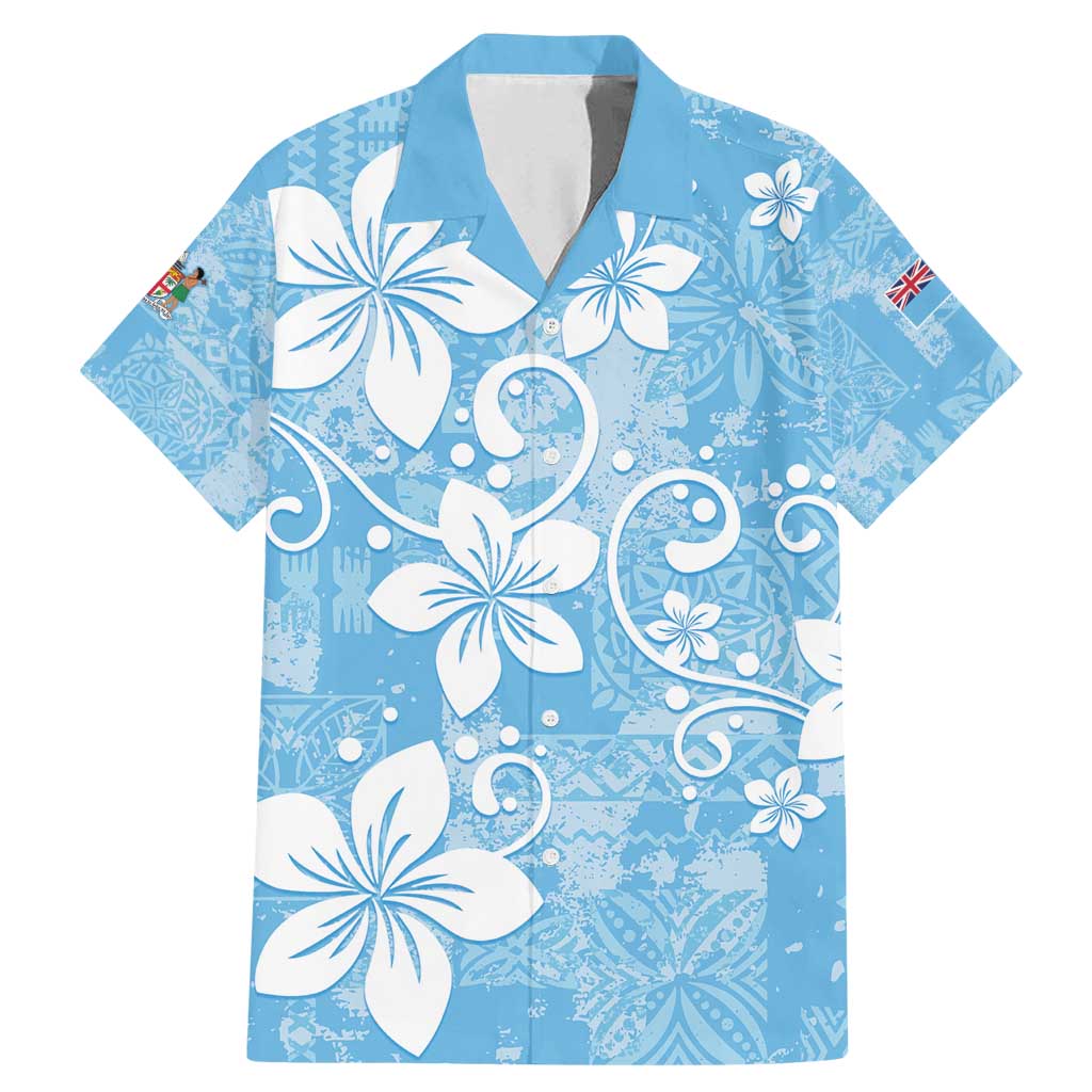 Fiji Tapa Pattern Family Matching Mermaid Dress and Hawaiian Shirt Plumeria Floral