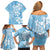 Fiji Tapa Pattern Family Matching Off Shoulder Short Dress and Hawaiian Shirt Plumeria Floral