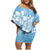 Fiji Tapa Pattern Family Matching Off Shoulder Short Dress and Hawaiian Shirt Plumeria Floral