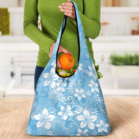 Fiji Tapa Pattern Grocery Bag Plumeria Floral