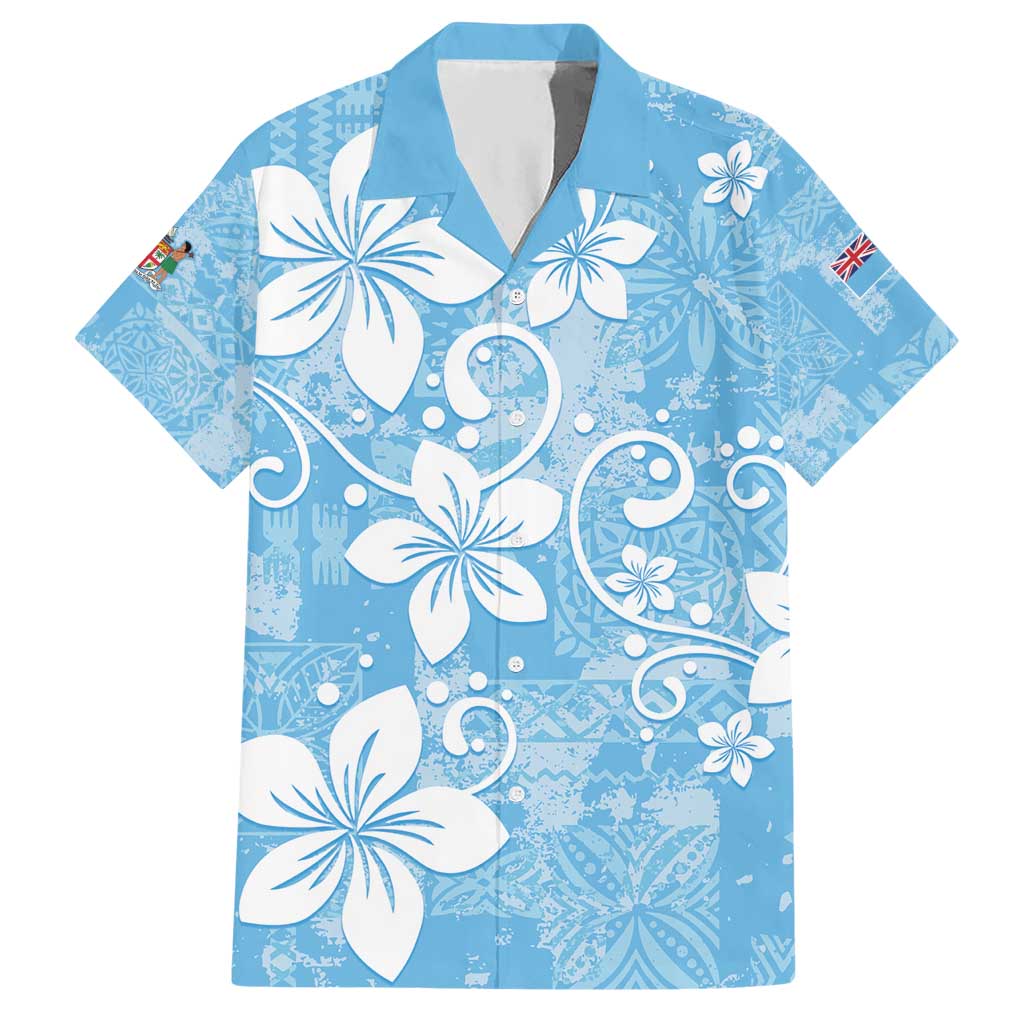 Fiji Tapa Pattern Hawaiian Shirt Plumeria Floral