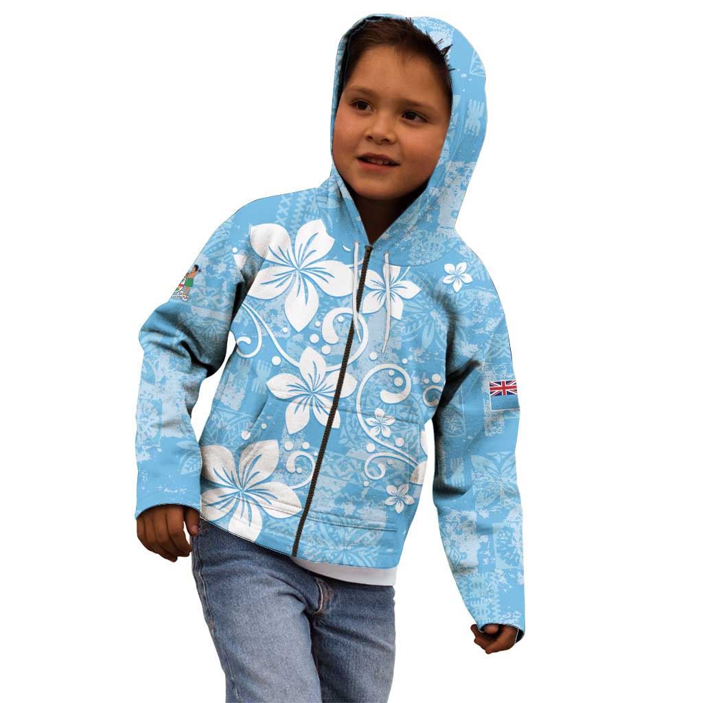 Fiji Tapa Pattern Kid Hoodie Plumeria Floral