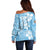 Fiji Tapa Pattern Off Shoulder Sweater Plumeria Floral