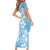 Fiji Tapa Pattern Short Sleeve Bodycon Dress Plumeria Floral