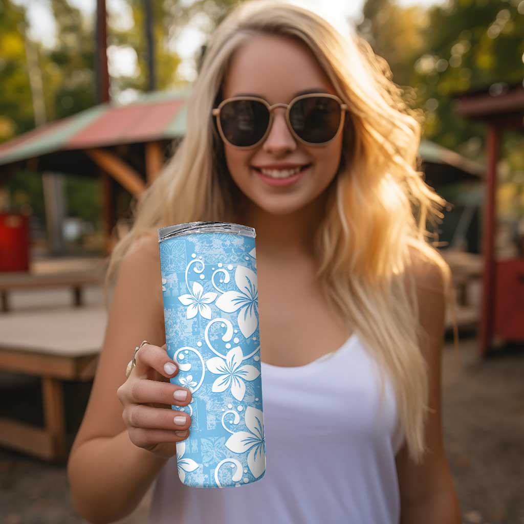 Fiji Tapa Pattern Skinny Tumbler Plumeria Floral