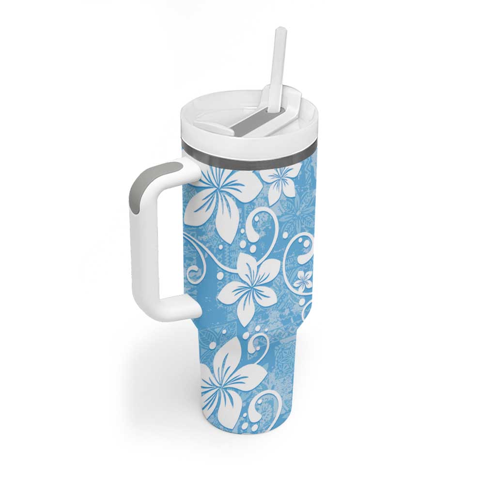 Fiji Tapa Pattern Tumbler With Handle Plumeria Floral
