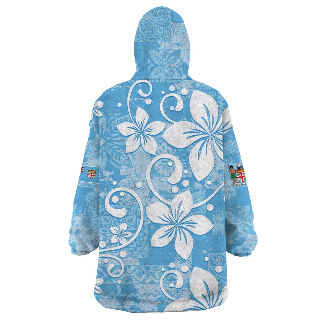 Fiji Tapa Pattern Wearable Blanket Hoodie Plumeria Floral