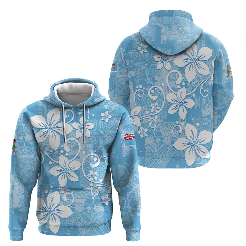 Fiji Tapa Pattern Zip Hoodie Plumeria Floral