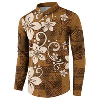 Plumeria Floral Tapa Pattern Vintage Gold Button Sweatshirt