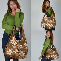Plumeria Floral Tapa Pattern Vintage Gold Grocery Bag LT01 - Polynesian Pride