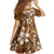 Plumeria Floral Tapa Pattern Vintage Gold Kid Short Sleeve Dress