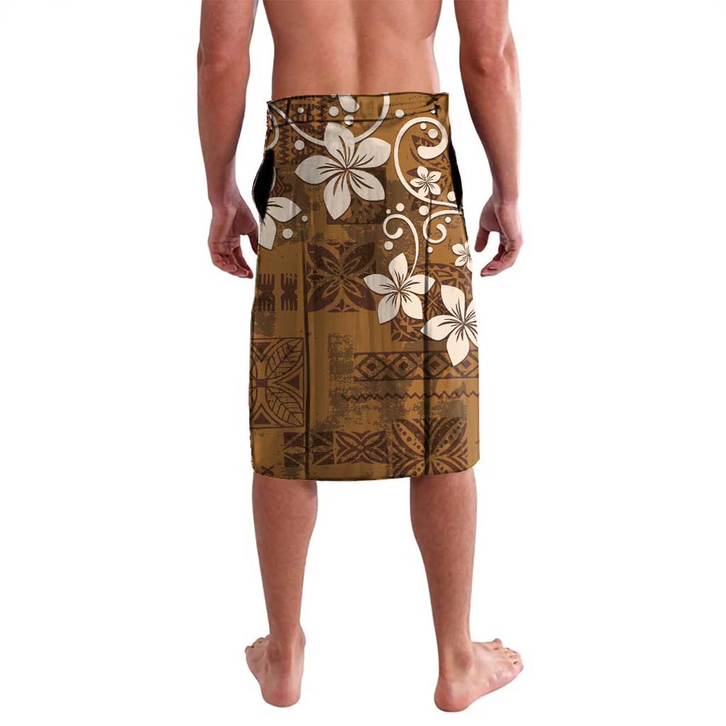 Plumeria Floral Tapa Pattern Vintage Gold Lavalava