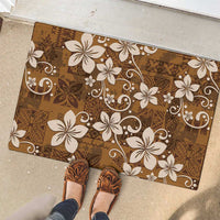 Plumeria Floral Tapa Pattern Vintage Gold Rubber Doormat
