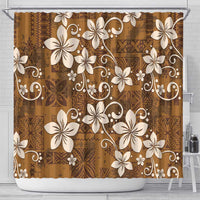 Plumeria Floral Tapa Pattern Vintage Gold Shower Curtain LT01 - Polynesian Pride