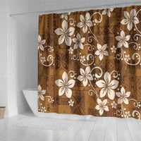 Plumeria Floral Tapa Pattern Vintage Gold Shower Curtain LT01 - Polynesian Pride