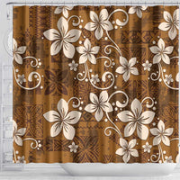 Plumeria Floral Tapa Pattern Vintage Gold Shower Curtain LT01 - Polynesian Pride