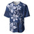 Plumeria Floral Tapa Pattern Navy Blue Baseball Jersey