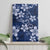 Plumeria Floral Tapa Pattern Navy Blue Canvas Wall Art