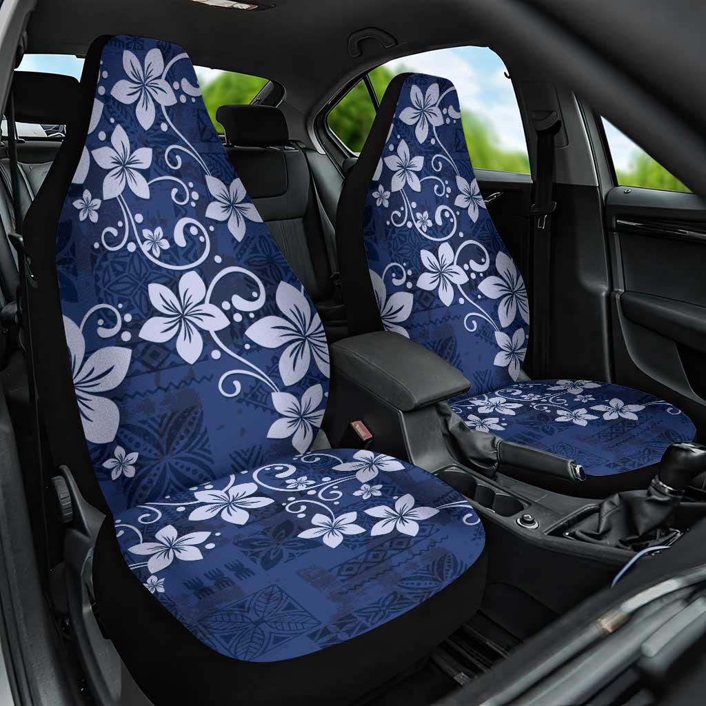 Plumeria Floral Tapa Pattern Navy Blue Car Seat Cover LT01 One Size Blue - Polynesian Pride
