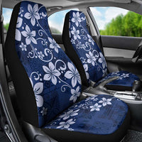 Plumeria Floral Tapa Pattern Navy Blue Car Seat Cover LT01 - Polynesian Pride