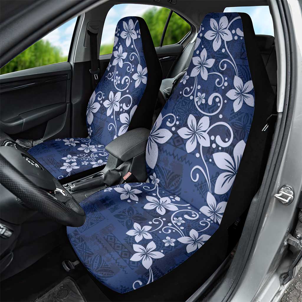 Plumeria Floral Tapa Pattern Navy Blue Car Seat Cover LT01 - Polynesian Pride