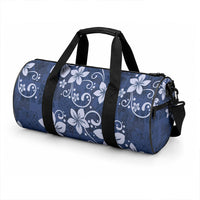 Plumeria Floral Tapa Pattern Navy Blue Duffle Bag LT01 - Polynesian Pride