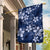 Plumeria Floral Tapa Pattern Navy Blue Garden Flag