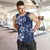 Plumeria Floral Tapa Pattern Navy Blue Men Tank Top