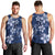 Plumeria Floral Tapa Pattern Navy Blue Men Tank Top