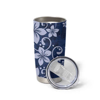 Plumeria Floral Tapa Pattern Navy Blue Tumbler Cup