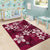 Plumeria Floral Tapa Pattern Ruby Pink Area Rug