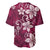 Plumeria Floral Tapa Pattern Ruby Pink Baseball Jersey