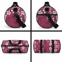 Plumeria Floral Tapa Pattern Ruby Pink Duffle Bag LT01 - Polynesian Pride