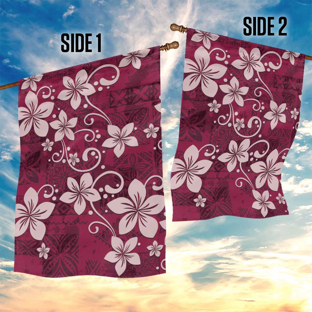 Plumeria Floral Tapa Pattern Ruby Pink Garden Flag LT01 - Polynesian Pride