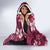 Plumeria Floral Tapa Pattern Ruby Pink Hooded Blanket