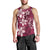 Plumeria Floral Tapa Pattern Ruby Pink Men Tank Top