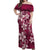 Plumeria Floral Tapa Pattern Ruby Pink Off Shoulder Maxi Dress