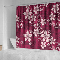 Plumeria Floral Tapa Pattern Ruby Pink Shower Curtain LT01 - Polynesian Pride