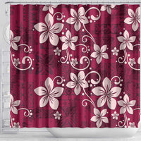 Plumeria Floral Tapa Pattern Ruby Pink Shower Curtain LT01 - Polynesian Pride