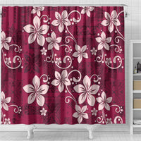 Plumeria Floral Tapa Pattern Ruby Pink Shower Curtain LT01 - Polynesian Pride