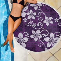 Plumeria Floral Tapa Pattern Amethyst Purple Beach Blanket