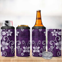 Plumeria Floral Tapa Pattern Amethyst Purple 4 in 1 Can Cooler Tumbler