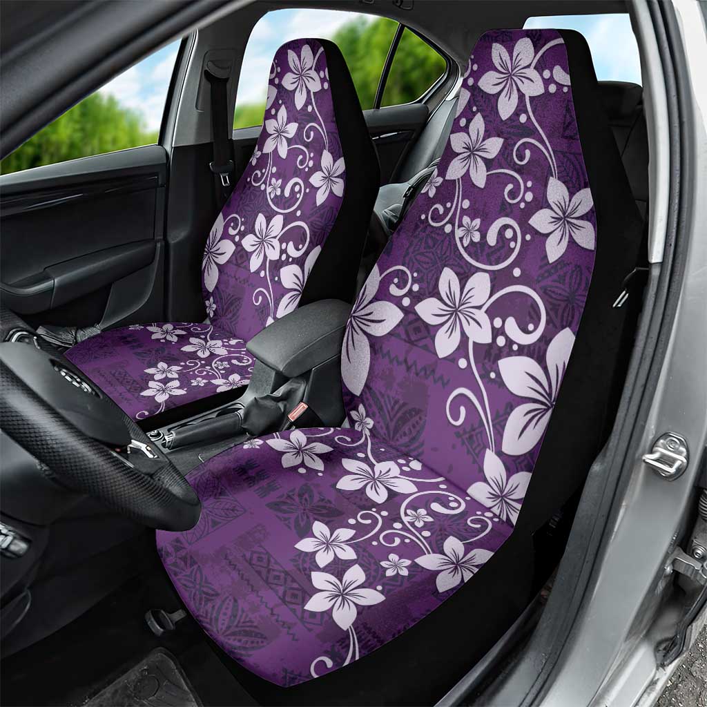 Plumeria Floral Tapa Pattern Amethyst Purple Car Seat Cover LT01 - Polynesian Pride